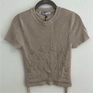 Zara Open Back Beaded Top